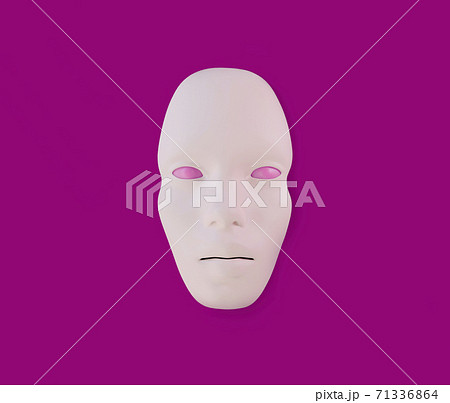 face mask in purple surface, 3d illustration 71336864