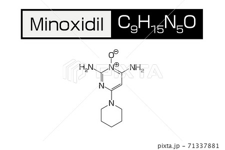 AGA　薄毛治療に使われる成分ミノキシジルの化学式と構造式 71337881