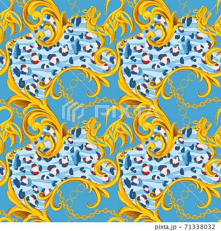 Baroque seamless pattern with Leopard texture 71338032