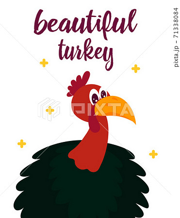 thanksgiving card with cute turkey, vector illustration thanksgiving card with cute turkey, vector illustration 71338084