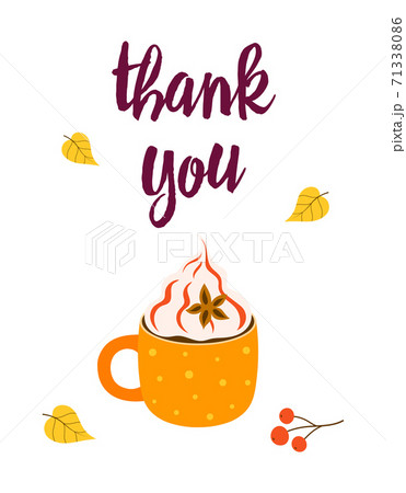 thanksgiving card with cup isolated, vector illustration 71338086