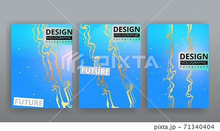 Abstract page templates set, retro wave creative hipster, neon and gradient colors 71340404