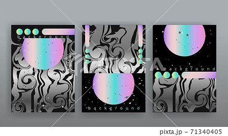 Abstract page templates set, retro wave creative hipster, neon and gradient colors 71340405