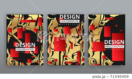 Abstract page templates set, retro wave creative hipster, neon and gradient colors 71340409