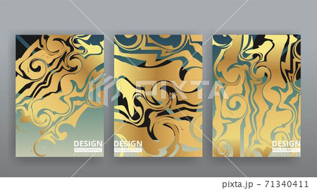 Abstract page templates set, retro wave creative hipster, neon and gradient colors 71340411