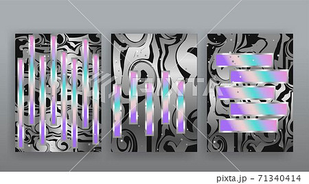 Abstract page templates set, retro wave creative hipster, neon and gradient colors 71340414