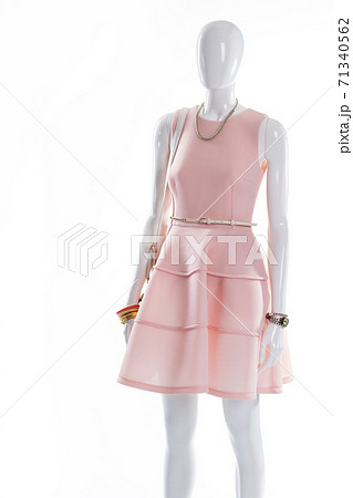 Dress and accessories on mannequin. Dress and accessories on mannequin. 71340562