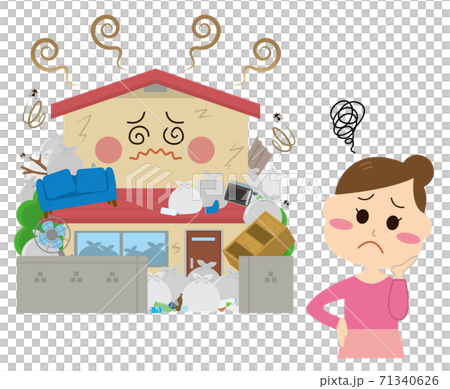 ゴミ屋敷に困る女性 71340626