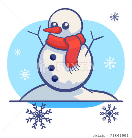 Snowman and snowflake on white isolated backdrop 71341991