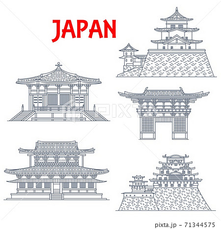 Japan landmarks temples, pagodas and gates, Osaka 71344575