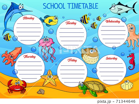 School timetable, schedule with underwater animals 71344646