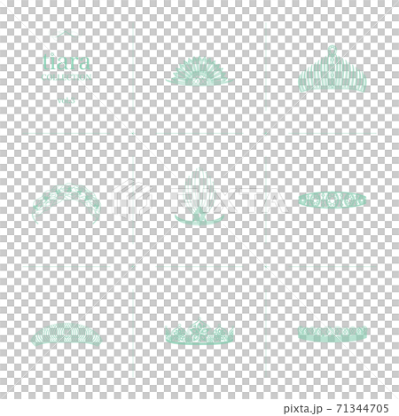 ティアラのコレクション3 線画イラスト_グリーン ティアラのコレクション3 線画イラスト_グリーン 71344705