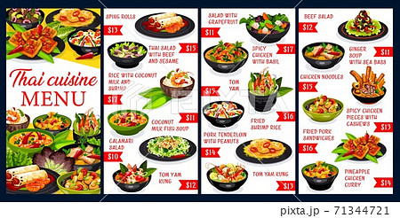 Thai cuisine vector menu meals 71344721