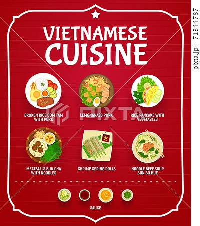 Vietnamese food restaurant menu vector cover 71344787