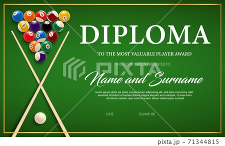 Diploma for the winner of billiard tournament 71344815