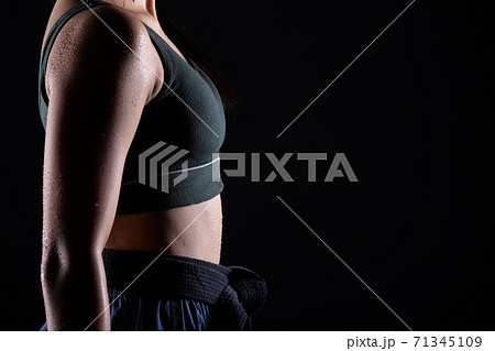 TaeKwonDo Karate teenager athlete kick punch black background isolated TaeKwonDo Karate teenager athlete kick punch black background isolated 71345109