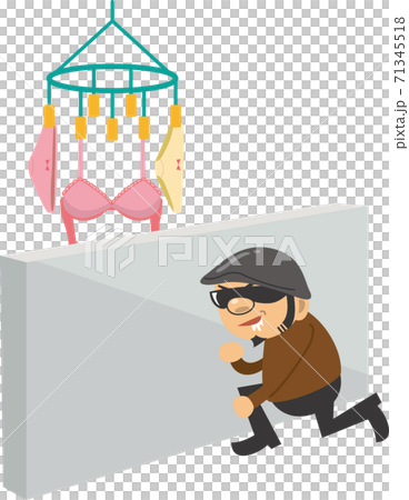 女性用下着を狙っている泥棒のイメージイラスト 71345518