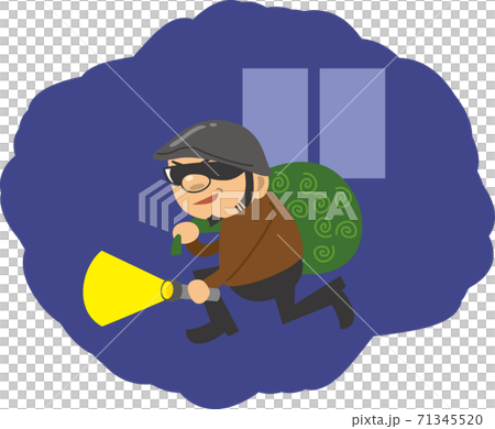 小偷在深夜潛行的圖像插圖 小偷在深夜潛行的圖像插圖 71345520