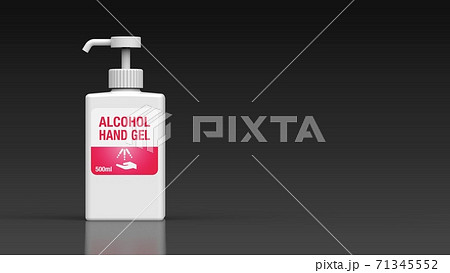 alcohol hand gel front black background left 3d 71345552