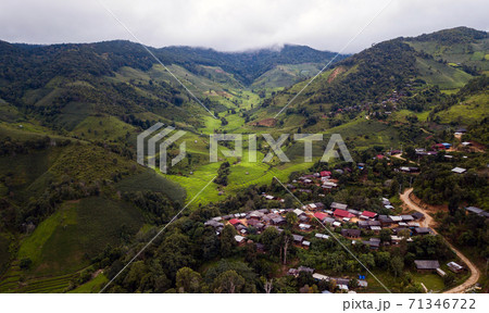 Top view Terraced rice field at Mae Cham Chiangmai Northern Thailand Top view Terraced rice field at Mae Cham Chiangmai Northern Thailand 71346722