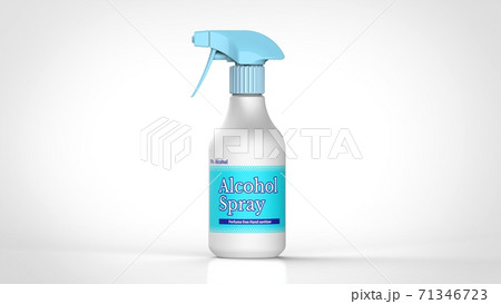 alcohol spray bottle front 3d rendering alcohol spray bottle front 3d rendering 71346723