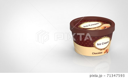 ice cream cup chocolate right 3d rendering 71347593