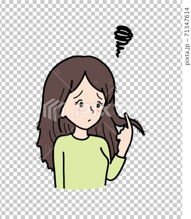 Illustration of a woman with a sore hair Illustration of a woman with a sore hair 71347614