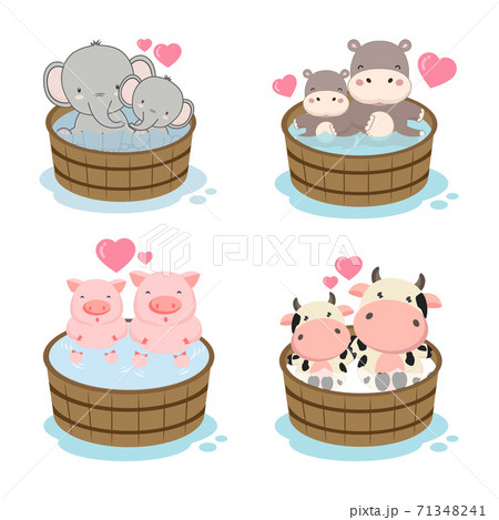 Cute animals for Mother's Day. Animals mom and baby 71348241
