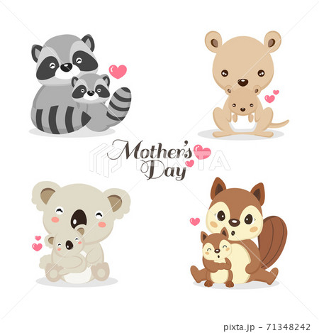 Cute animals for Mother's Day. Animals mom and baby 71348242