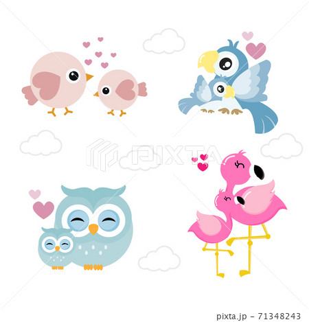 Cute animals for Mother's Day. Animals mom and baby 71348243