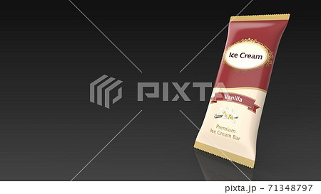 ice cream bar vanilla right black background 3d 71348797
