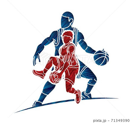 Group of Basketball players action cartoon graphic vector 71349390