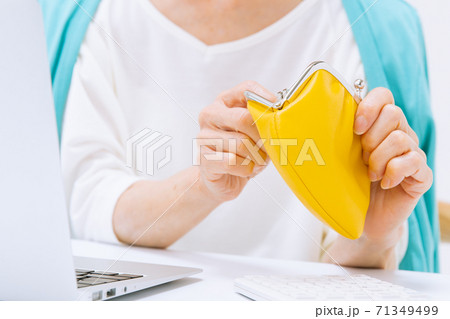 笑顔の女性 ノートパソコン 財布 笑顔の女性 ノートパソコン 財布 71349499