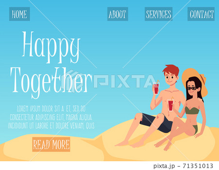 Happy family together at summer vacation or at honeymoon a vector design for web 71351013