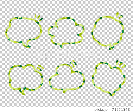 フチに柄のあるポップな吹き出し素材セットのイラスト素材