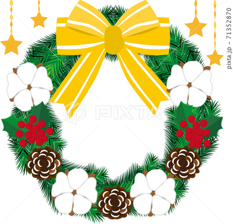 Christmas Wreath with Yellow Ribbon, pinecone Christmas Wreath with Yellow Ribbon, pinecone 71352870