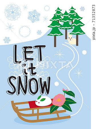 Let It Snow Snow Rabbit Greetingsのイラスト素材