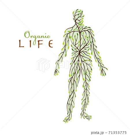 Organic Life concept. Green leaf people shape for your design Organic Life concept. Green leaf people shape for your design 71353775