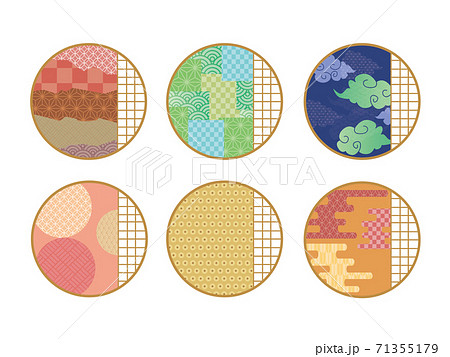 和柄 和風 背景 セットのイラスト素材
