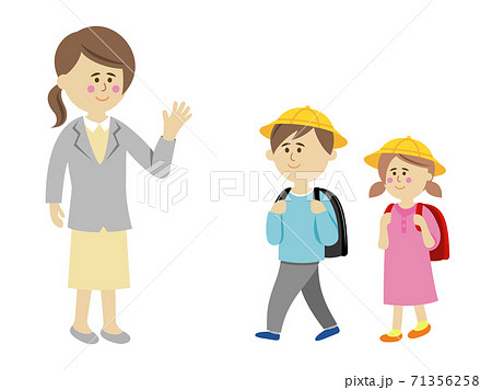 通学する小学生と先生イラストイメージ 通学する小学生と先生イラストイメージ 71356258