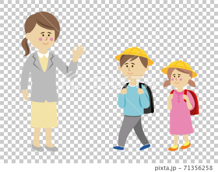 通学する小学生と先生イラストイメージ 通学する小学生と先生イラストイメージ 71356258