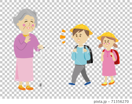 小學生和上學的老人的插圖圖像 小學生和上學的老人的插圖圖像 71356270