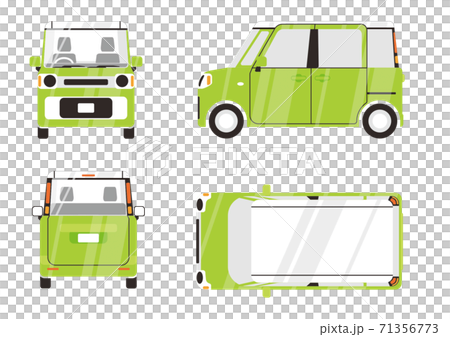 Yellow-green two-tone light car 4 side illustration 01 71356773