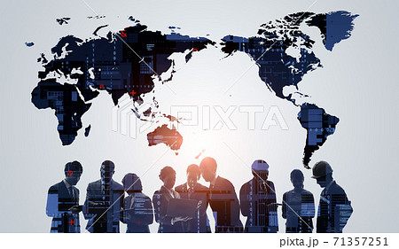 グローバルビジネスイメージ 会議するビジネスグループ パートナーシップ 世界地図 グローバルビジネスイメージ 会議するビジネスグループ パートナーシップ 世界地図 71357251