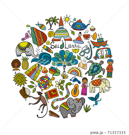 Sri Lanka travel, art background. Tribal elements for your design 71357335
