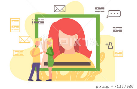 Woman having a conference video call with her colleagues or friends, online communication concept Woman having a conference video call with her colleagues or friends, online communication concept 71357936
