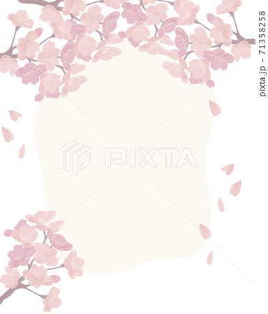 桜 フレーム 満開 シンプル イラストのイラスト素材
