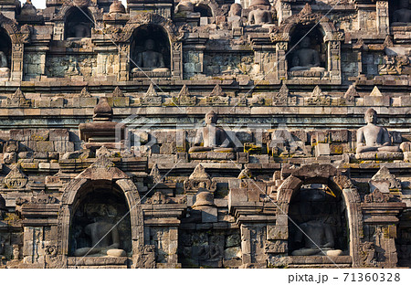 Bas-relief in Borobudur Buddist Temple - island Java Indonesia 71360328