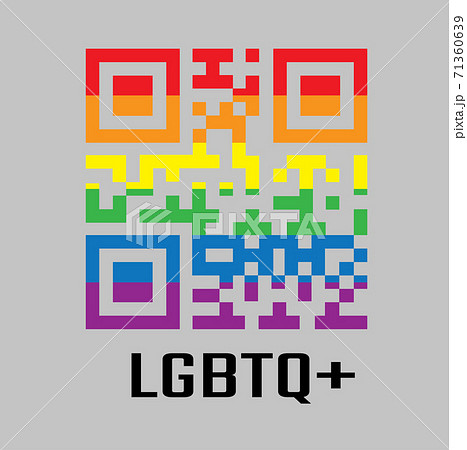 QR code symbol color of LGBTQ plus. red orange yellow green blue purple. QR code symbol color of LGBTQ plus. red orange yellow green blue purple. 71360639