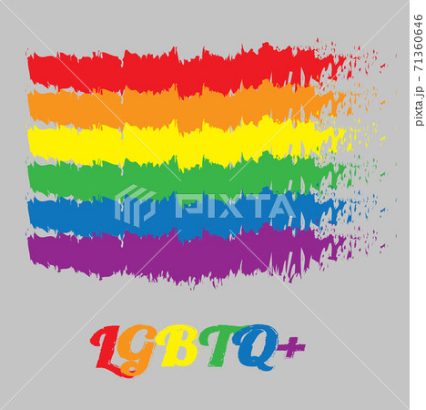 Brush style symbol color of LGBTQ plus, red orange yellow green blue purple. with text LGBTQ plus. Brush style symbol color of LGBTQ plus, red orange yellow green blue purple. with text LGBTQ plus. 71360646